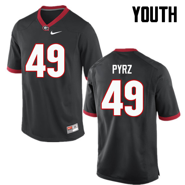 Georgia Bulldogs Youth Koby Pyrz #49 Black Stitched College UGA Football Jersey 23ZU010NN